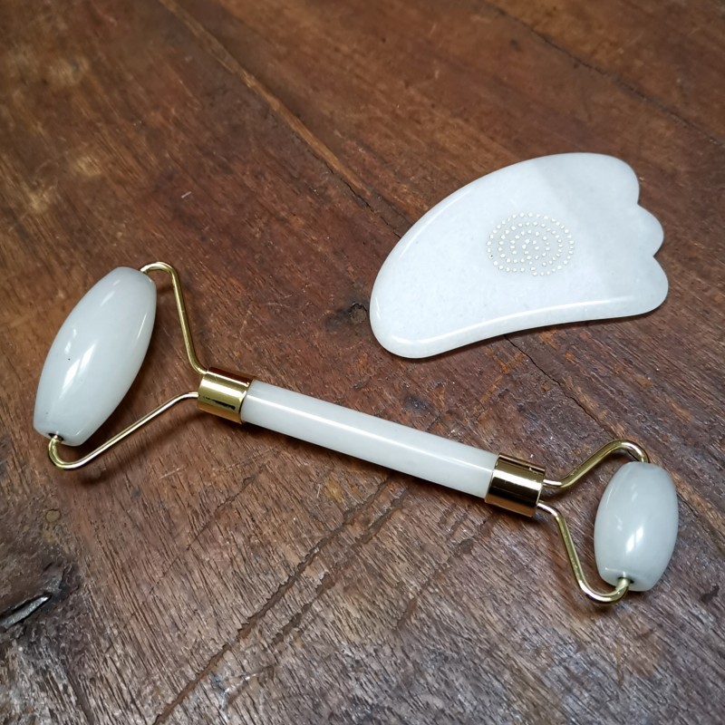 Jade blanc - Duo roller et gua sha