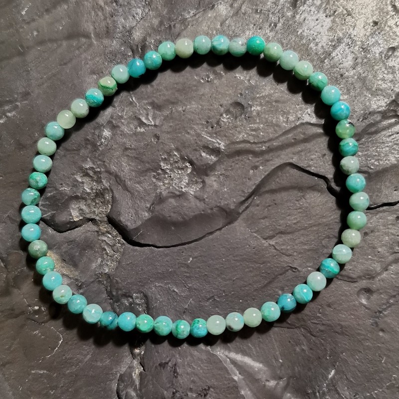 Chrysocolle - Bracelet perles 4mm - chakra turquoise de Bracelets