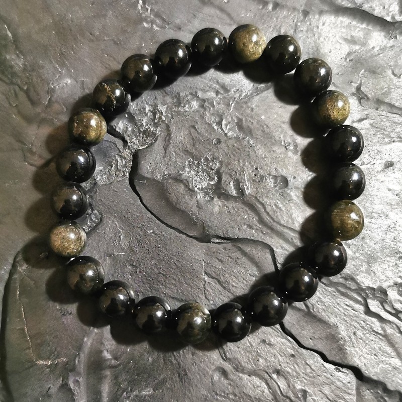 Obsidienne dorée - bracelet perles 8mm de Catalogue pierres et cristaux