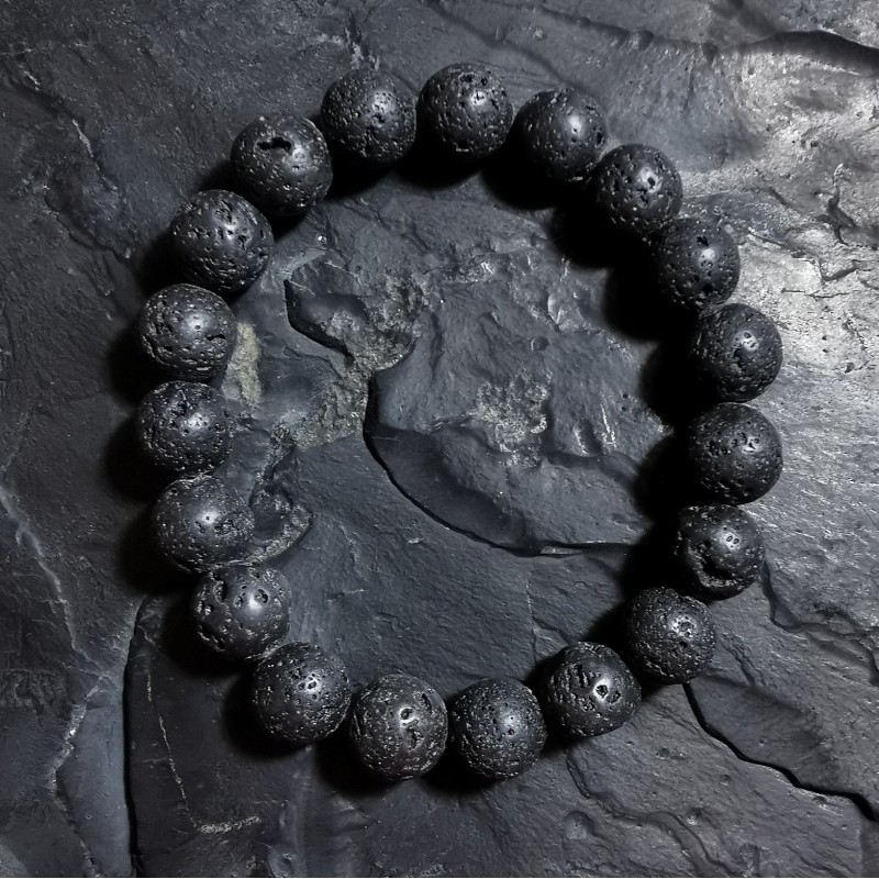 Lave - bracelet perles 10mm - chakra bordeaux de Catalogue pierres et cristaux