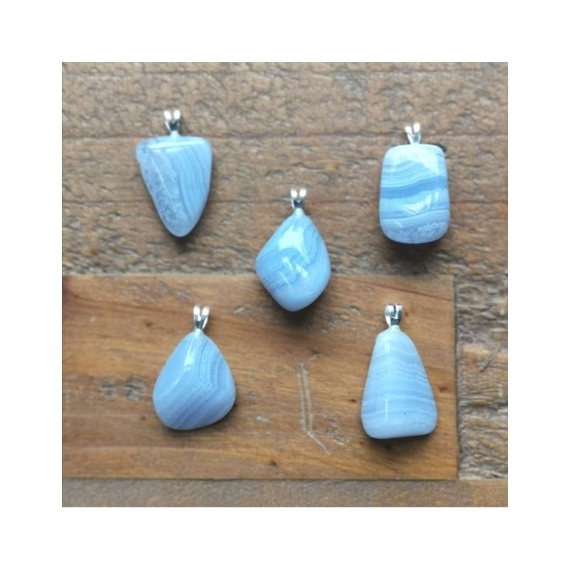 Calcédoine bleue - monté en argent - 5e chakra