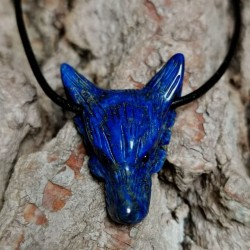 Lapis lazuli - pendentif tête de loup de Catalogue pierres et cristaux