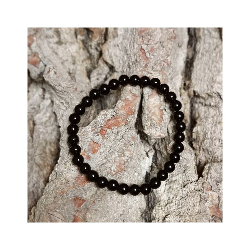 Obsidienne noire - bracelet perles 6mm - chakra bordeaux de Catalogue pierres et cristaux