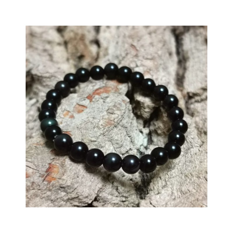 Obsidienne œil céleste - bracelet perles 8mm - multichakras de Bracelets