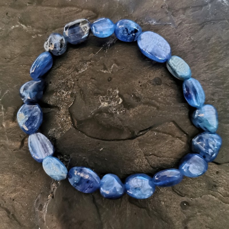Cyanite - Bracelet perles roulées AAA - 5e chakra de Catalogue pierres et cristaux
