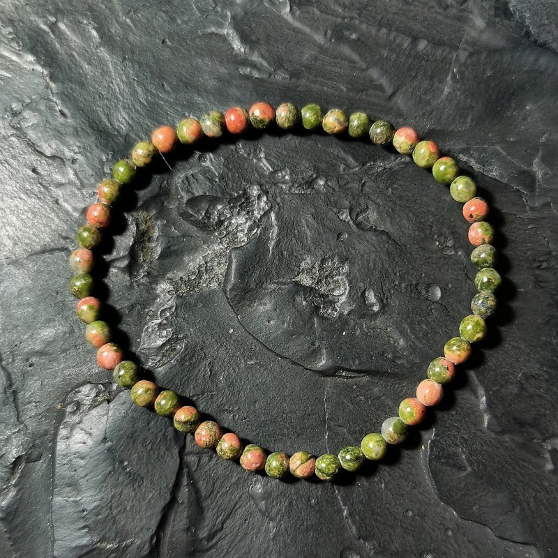 Unakite - Bracelet perles 4mm - chakra pistache de Catalogue pierres et cristaux