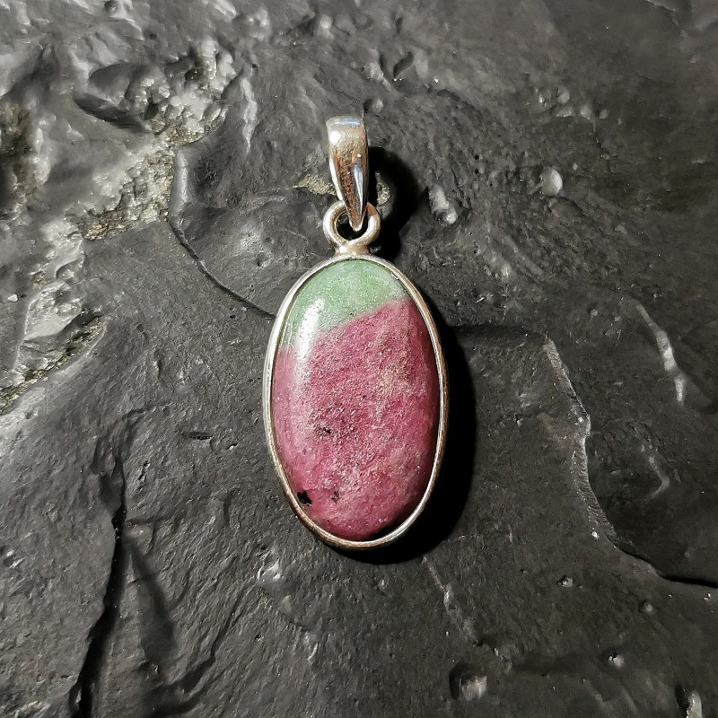 Rubis sur zoïsite - Pendentif monté en argent 2 - 4ème chakra de Catalogue pierres et cristaux
