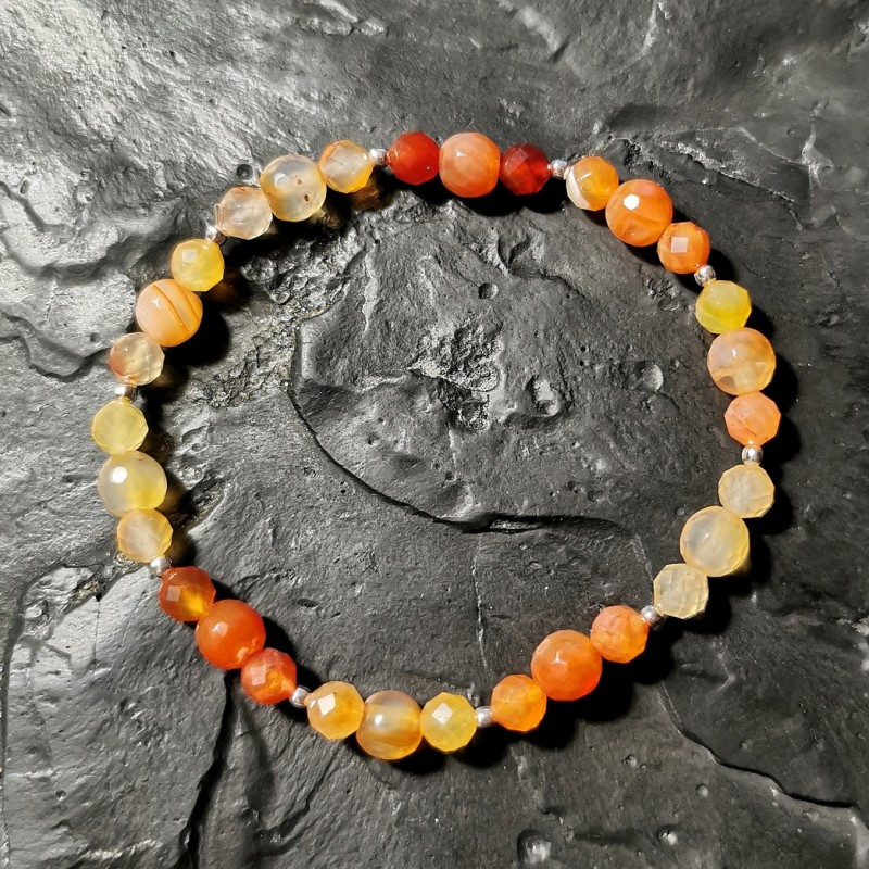 Cornaline - Bracelet perles facettées et argent - 2e chakra de Catalogue pierres et cristaux