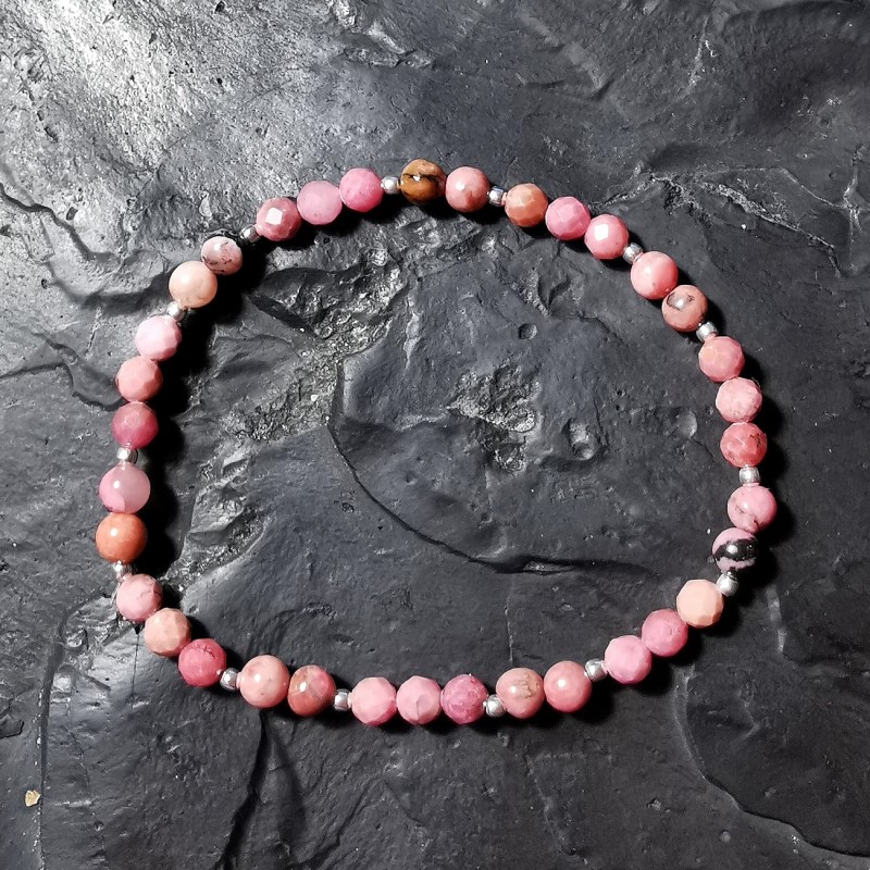 Rhodonite - bracelet perles facettées et en argent de Catalogue pierres et cristaux