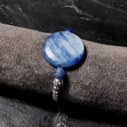 Cyanite - Bague elastique mod.2 - 5e chakra de Catalogue pierres et cristaux