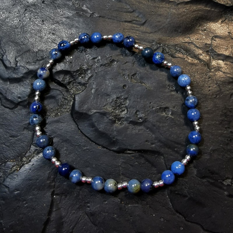 Dumortiérite - Bracelet perles 4mm et argent - 6ème chakra de Catalogue pierres et cristaux