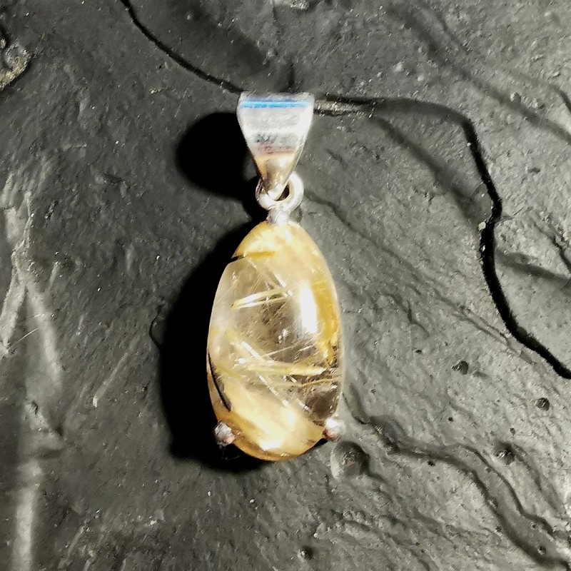 Quartz rutile - pendentif monté en argent 2 - 2e chakra