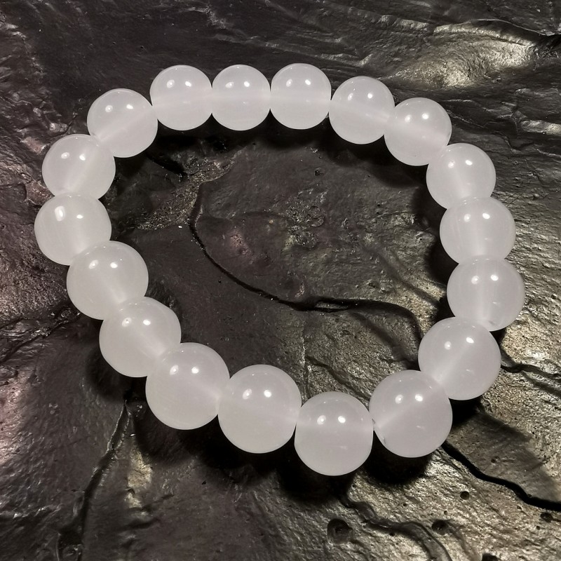 Jade blanc - Bracelet perles 10mm - 6e chakra de Catalogue pierres et cristaux