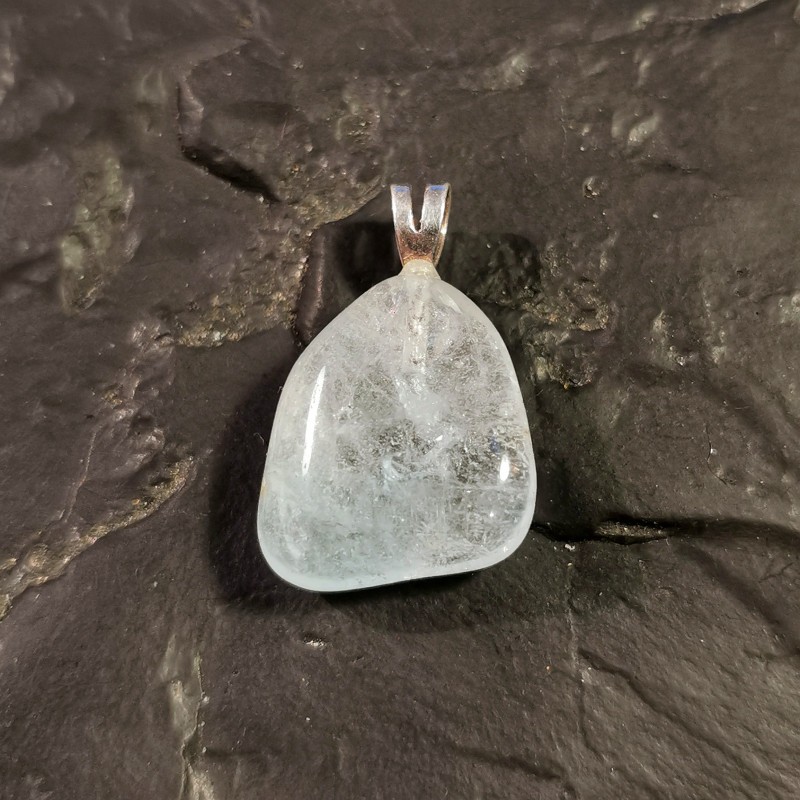 Topaze bleue- pendentif belière en argent - 5ème chakra