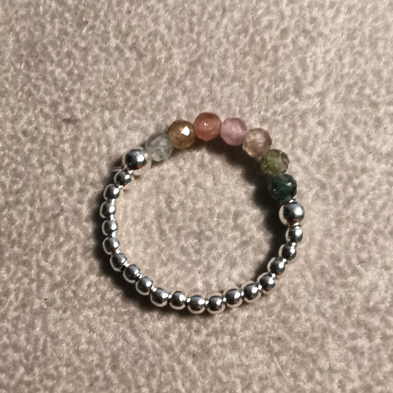 Tourmaline multicolore - Bague elastique - 4e chakra de Catalogue pierres et cristaux