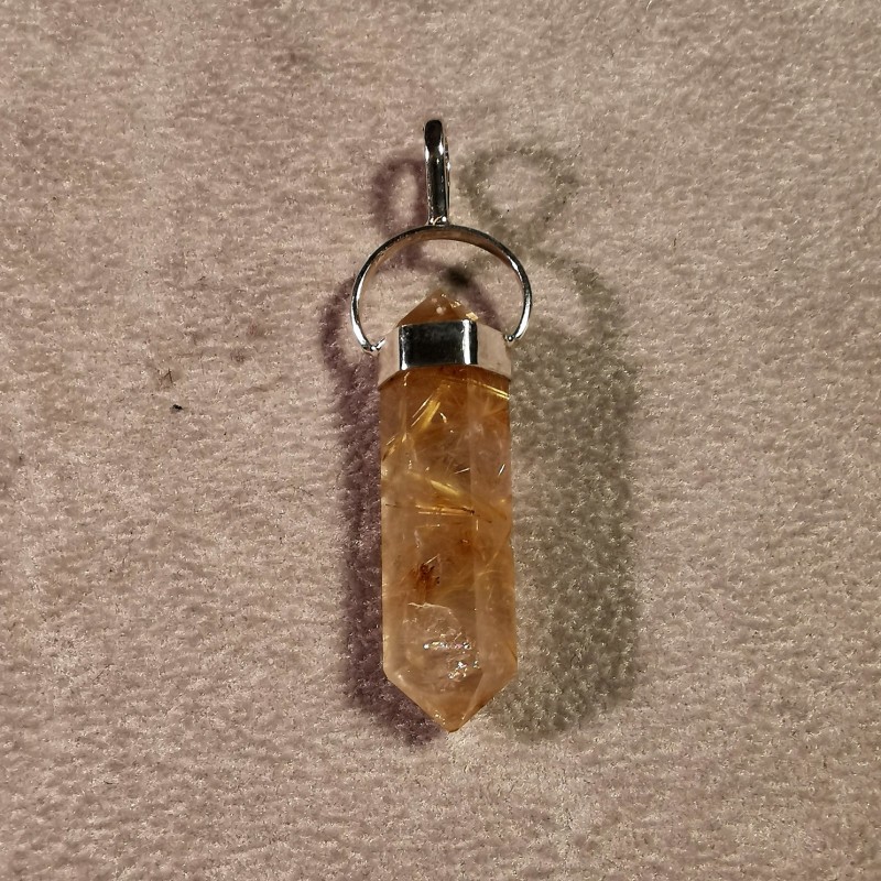 Quartz rutile - pendentif pièce unique 1 - 2e chakra