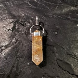 Quartz rutile - pendentif pièce unique 1 - 2e chakra
