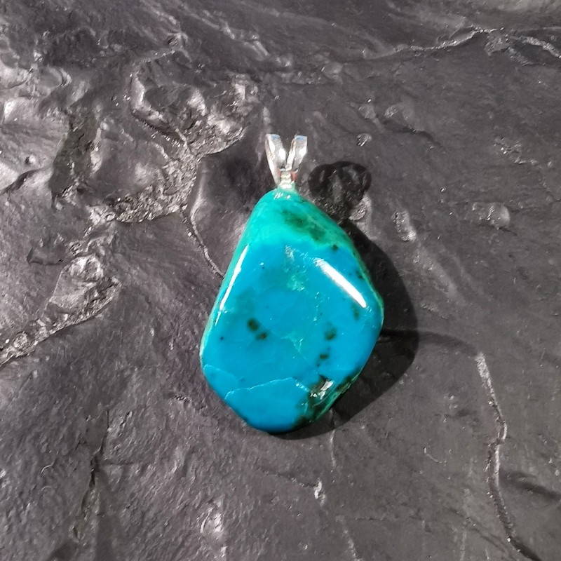Chrysocolle - pendentif monté en argent - chakra turquoise
