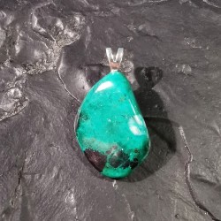 Chrysocolle - pendentif pièce unique 3 - chakra turquoise de Catalogue pierres et cristaux