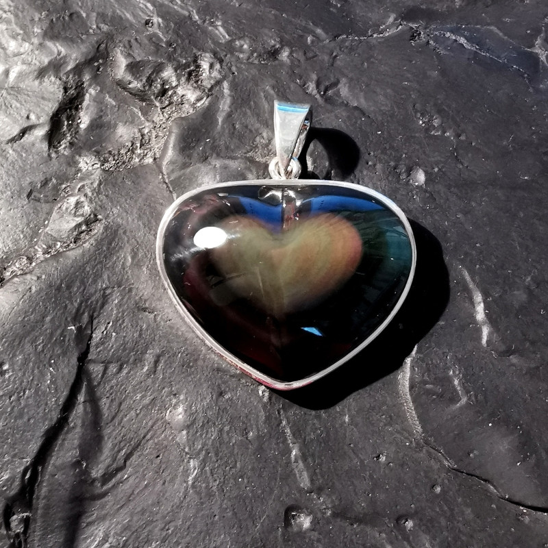 Obsidienne Œil Céleste - pendentif monté en argent 2 de Catalogue pierres et cristaux