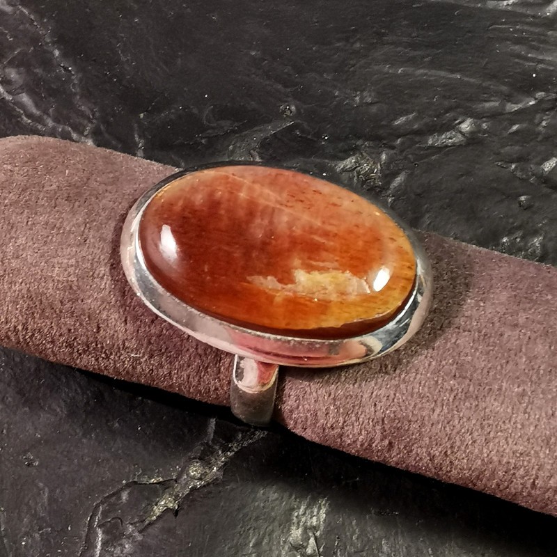 Pierre de soleil - Bague réglable en argent - 2e chakra de Catalogue pierres et cristaux