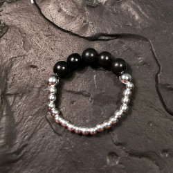 Shungite - Bague elastique en argent de Bagues