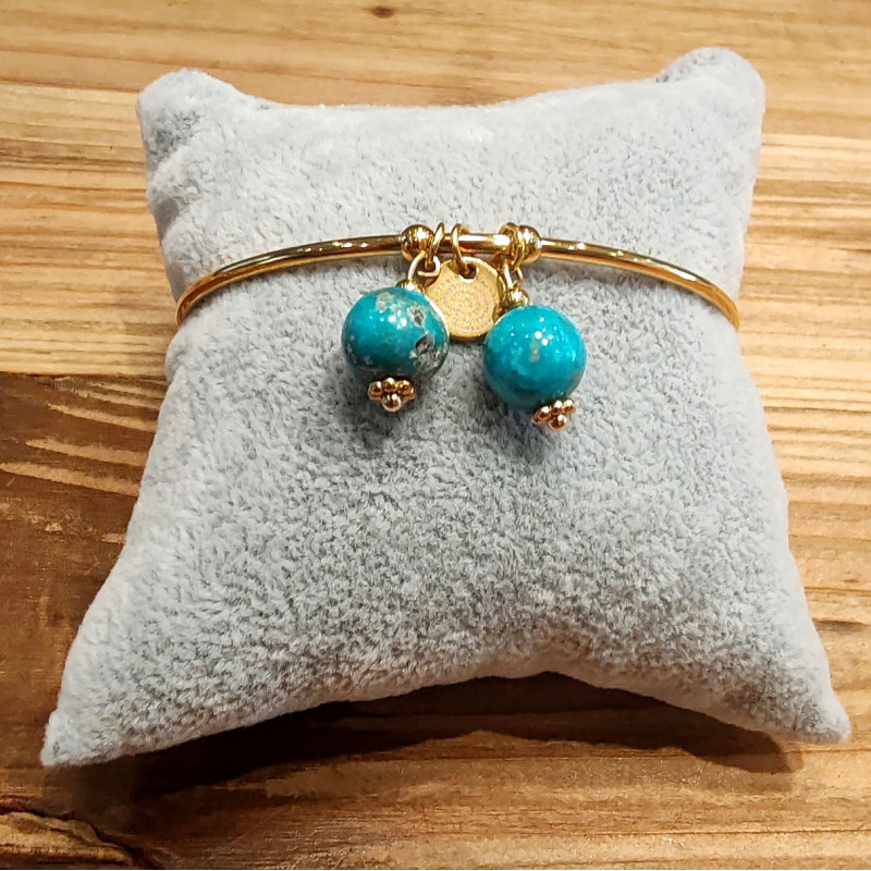 Turquoise - Bracelet rigide collection bijoux dorés - chakra turquoise de Catalogue pierres et cristaux