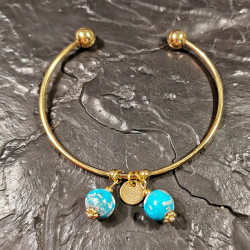 Turquoise - Bracelet rigide collection bijoux dorés - chakra turquoise de Catalogue pierres et cristaux