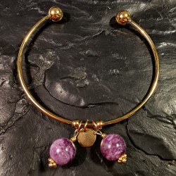 Charoïte - bracelet rigide collection bijoux dorés - 7e chakra