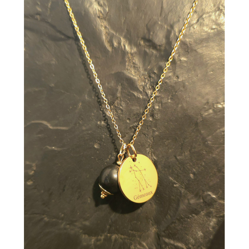 Shungite - Collier avec médaille Astro et pendentif Collection Bijoux dorés de Catalogue Shungite