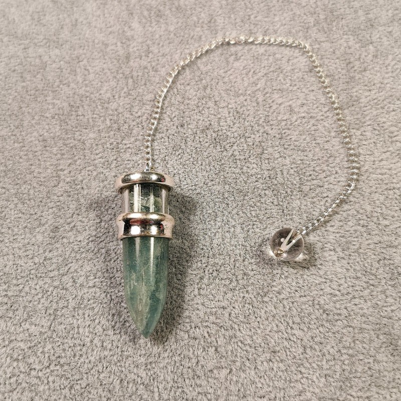 Aiguemarine + aiguemarine - pendule monté en argent - 5e chakra