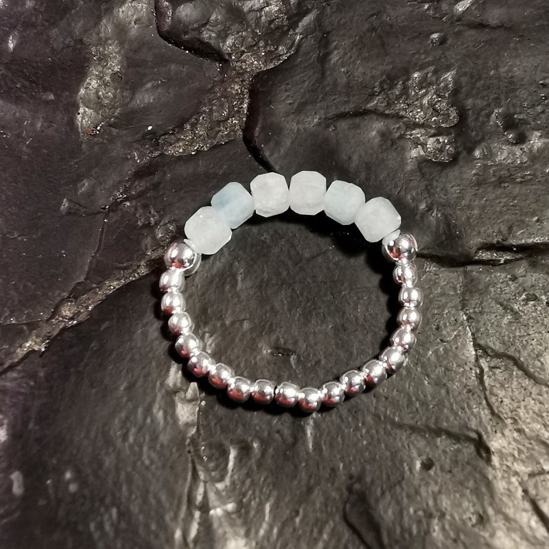 Aiguemarine - Bague elastique mod.1- 5e chakra de Catalogue pierres et cristaux