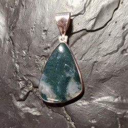 Agate mousse - pendentif monté en argent 3 - 4e chakra de Catalogue pierres et cristaux