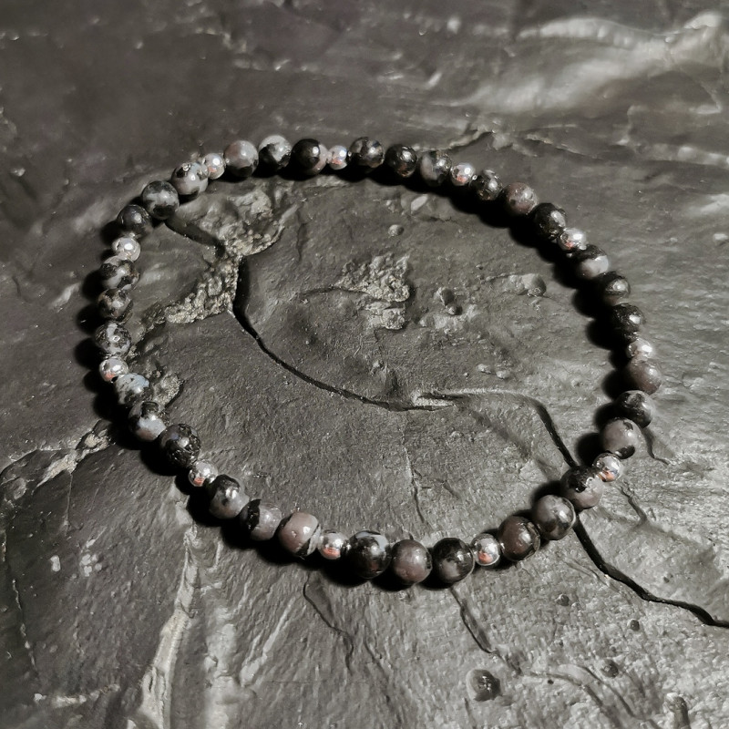 Gabbro indigo - bracelet perles 4mm et argent - multichakra de Catalogue pierres et cristaux