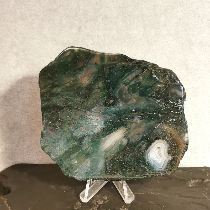 Agate mousse - Tranche - pièce unique 1 - 4ème chakra de Catalogue pierres et cristaux