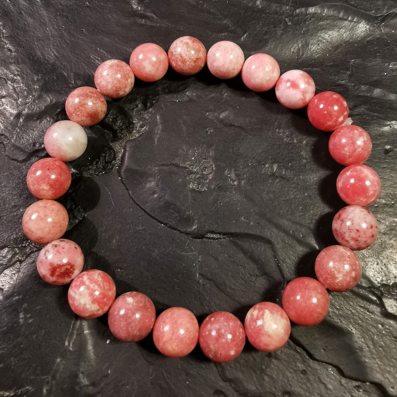 Thulite - bracelet perles 8mm - 4e chakra de Catalogue pierres et cristaux