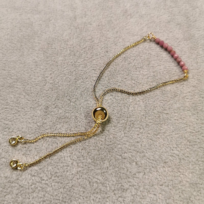 Phosphosidérite - bracelet réglable en acier inoxydable doré