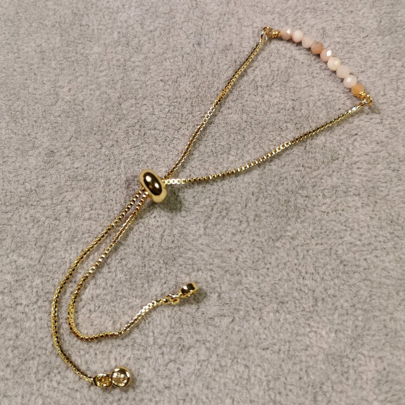 Opale rose - Bracelet réglable en acier inoxydable doré de Catalogue pierres et cristaux