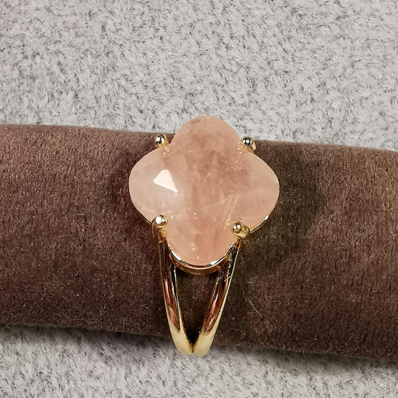 Quartz rose - bague réglable en acier inoxydable doré de Catalogue pierres et cristaux