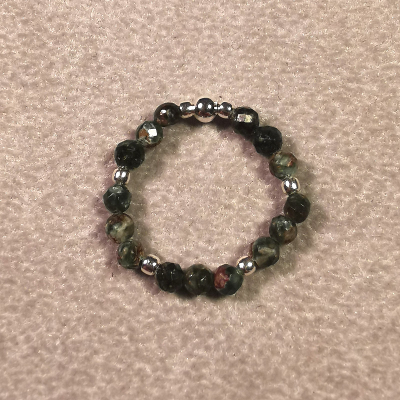 Séraphinite - bague elastique en argent - 6e chakra + 4e chakra de Catalogue pierres et cristaux