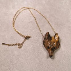 Œil de tigre - pendentif tête de loup de Catalogue pierres et cristaux