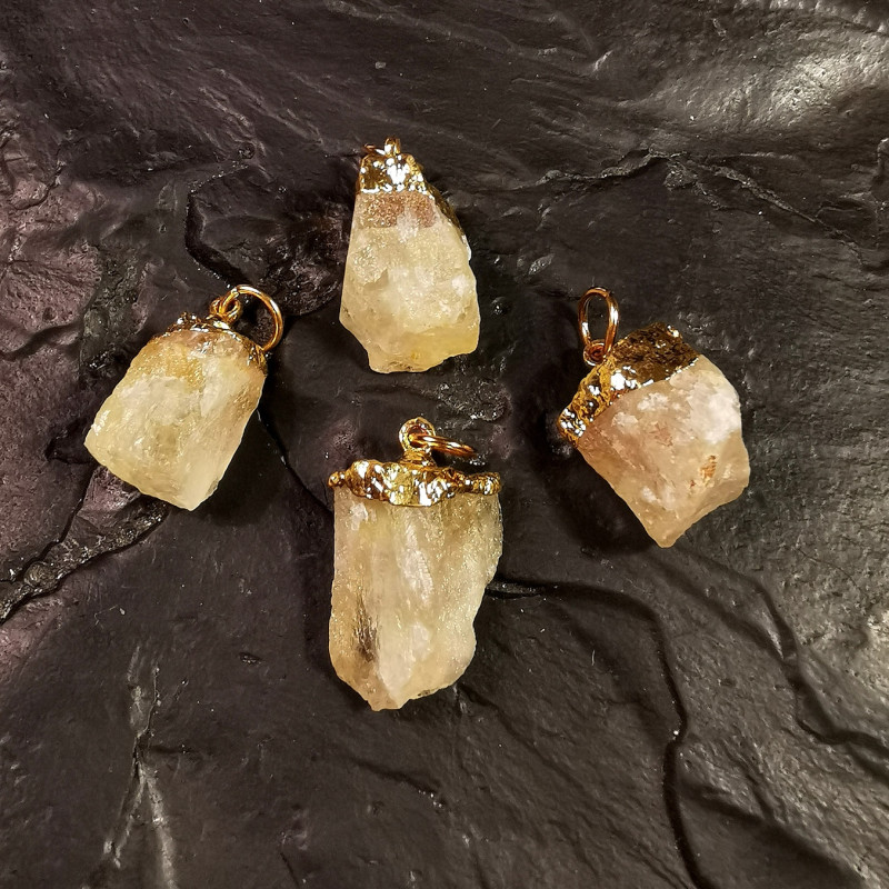 Fluorite Jaune - pendentif brut - 3è chakra de Catalogue pierres et cristaux