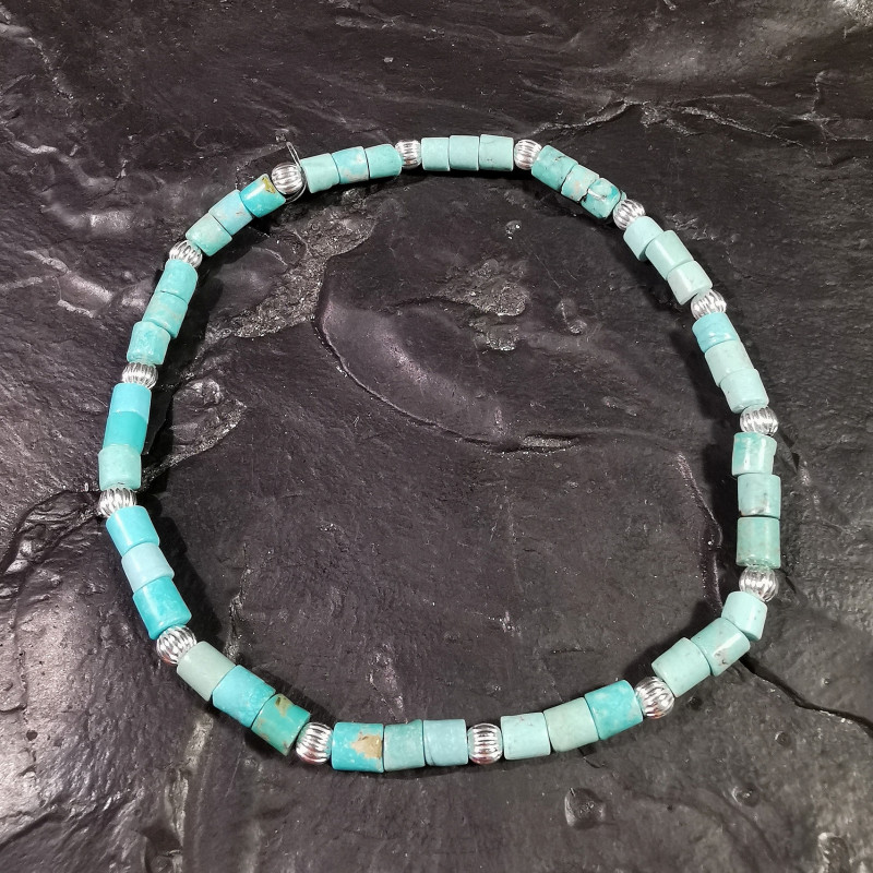 Turquoise - Bracelet avec perles en argent de Catalogue pierres et cristaux