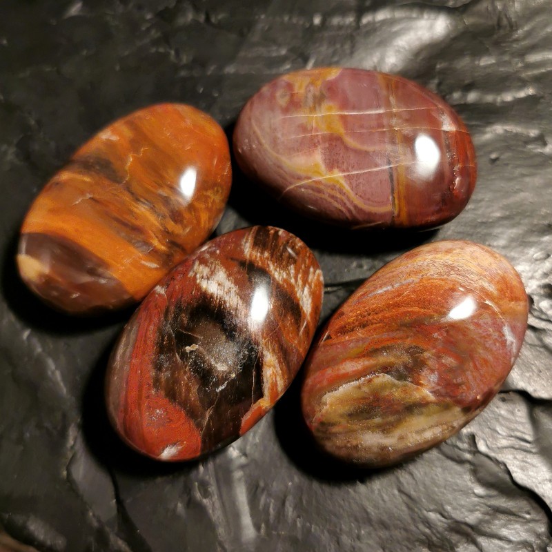 Bois silicifié - petit galet - chakra bordeaux de Catalogue pierres et cristaux