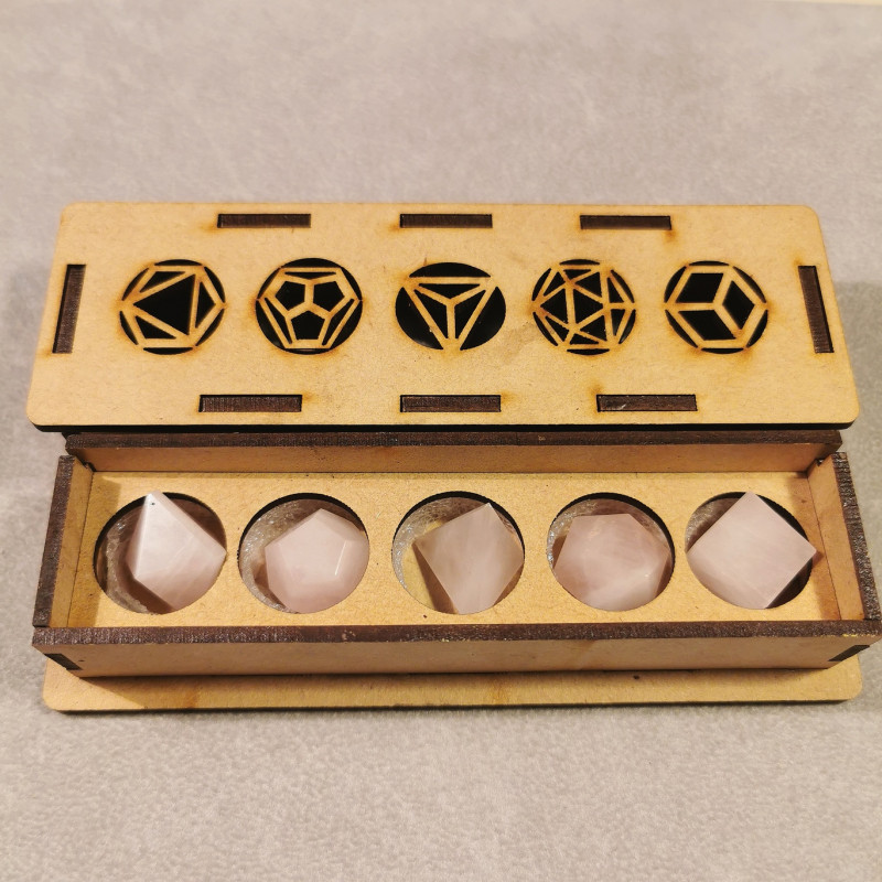 Les 5 solides de Platon en quartz rose de Catalogue pierres et cristaux