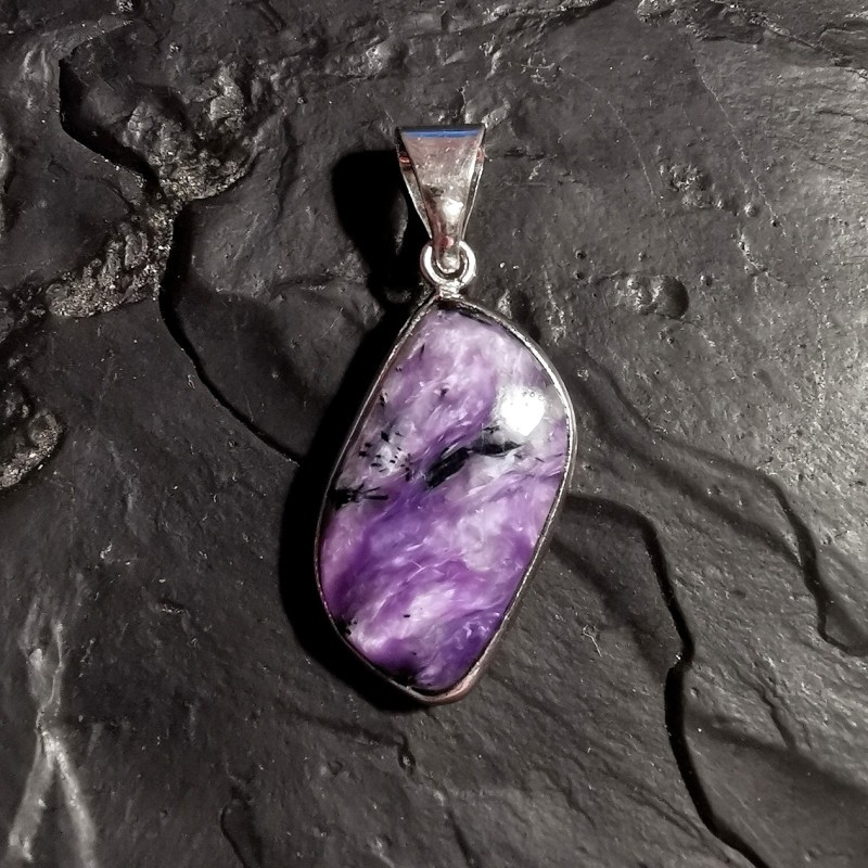Charoïte - pendentif monté en argent 4 de Catalogue pierres et cristaux