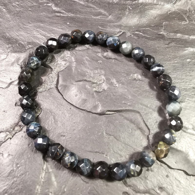 Œil de faucon - bracelet perles facettées - 6ème chakra de Catalogue pierres et cristaux