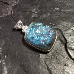 Labradorite - pendentif monté en argent gravé fleur - 1 de Catalogue pierres et cristaux