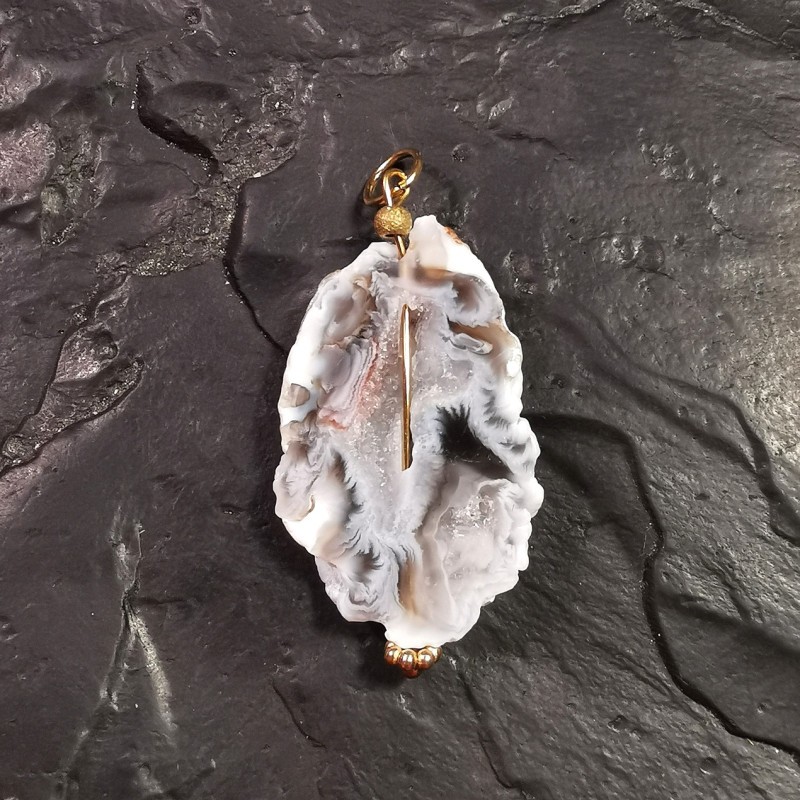 Agate - pendentif druse 2 - 2e chakra