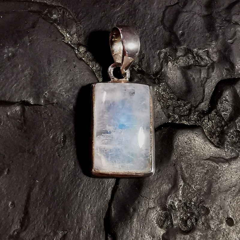 Labradorite blanche - pendentif monté en argent 2 - chakra turquoise de Catalogue pierres et cristaux